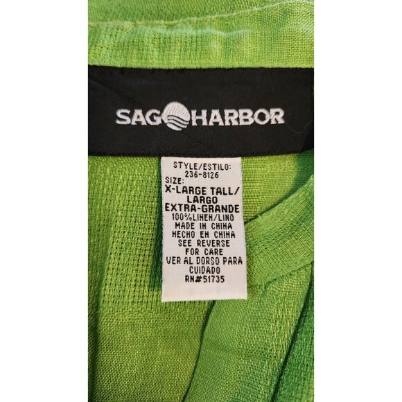SAG HARBOR 100%LINEN TUNIC COLOR GREEN  LONG SLEEVE  SIZE XL - Picture 6 of 7